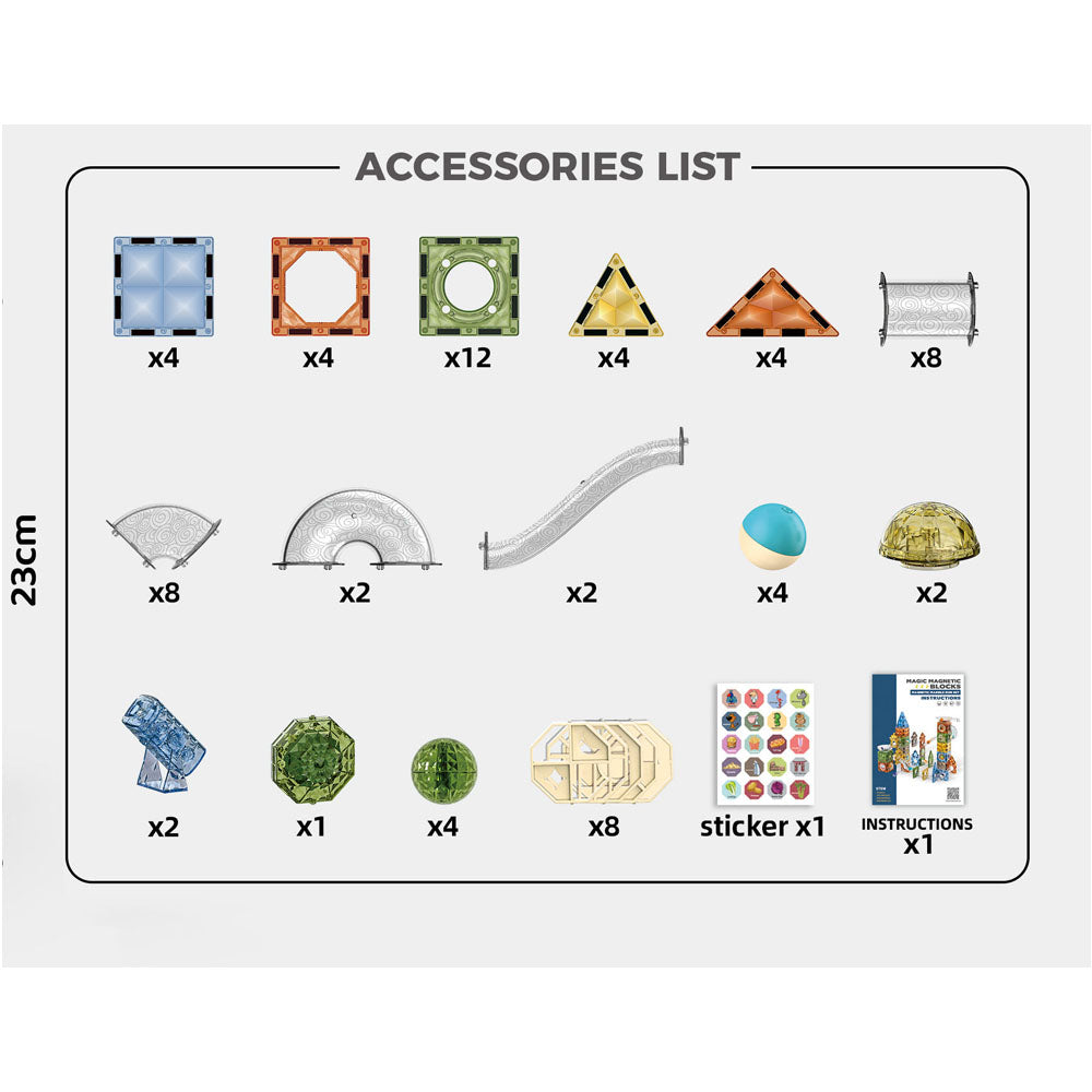 Fun Magnetic Blocks Set - 69 Pieces