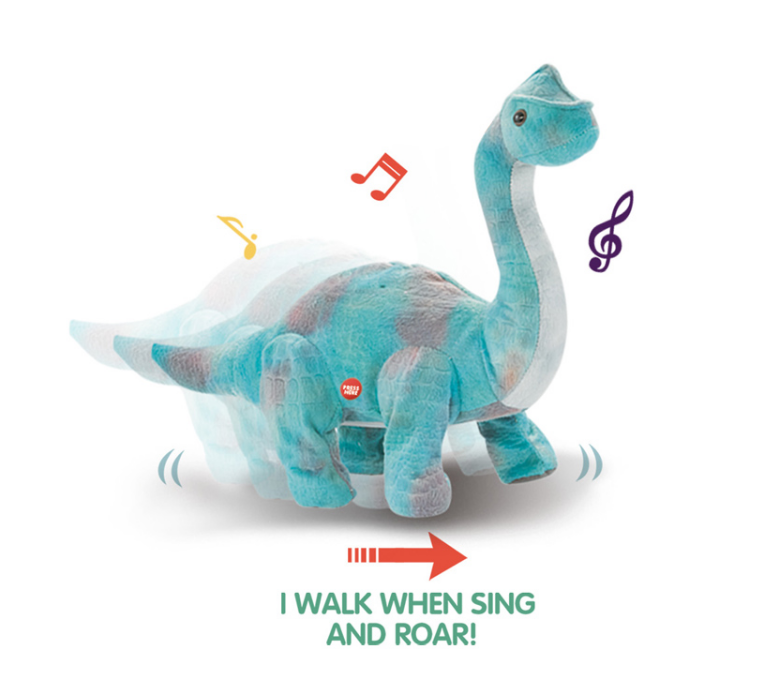 Fur Star Roaring or Singing Adorable Plush Animal RC Dinosaur
