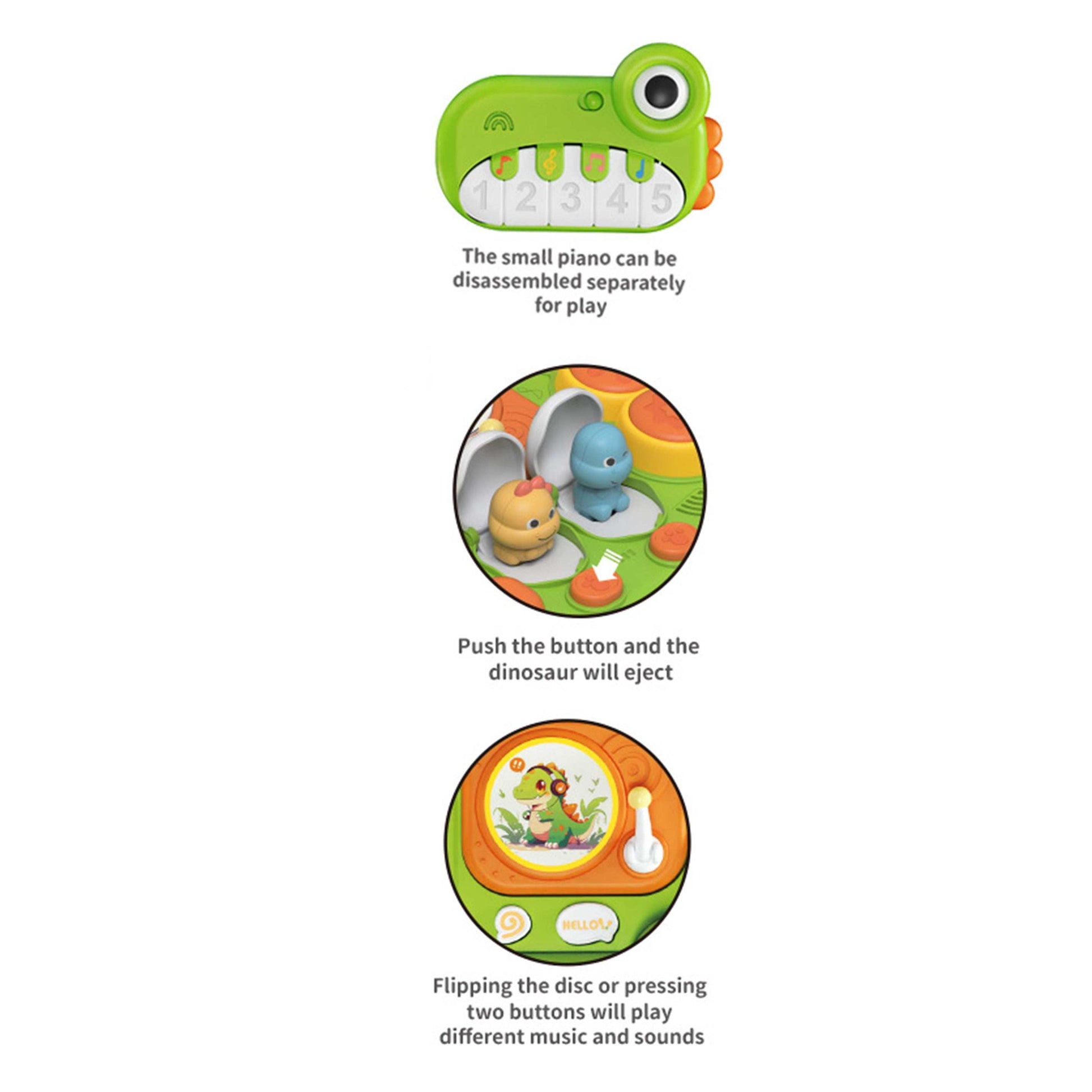 Dinosaur Piano Game Table Musical Toy with Lights for Toddlers online toy store product in Kuwait
