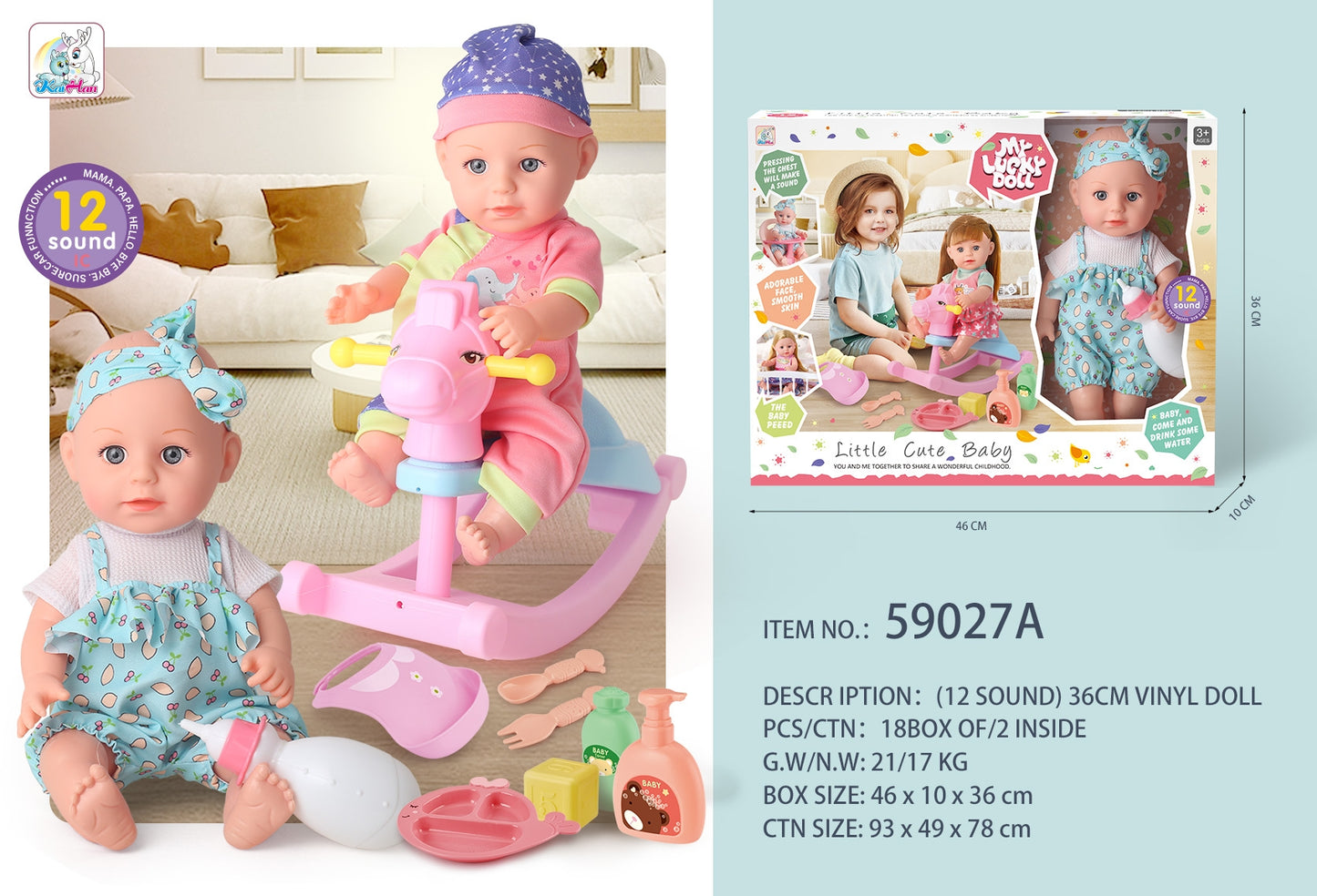 My Lucky Doll Soft Plastic Doll 14 Inch