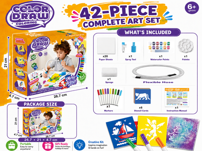 Airbrush Art Craft Kit for Kids – Blow Painting Toy Set
