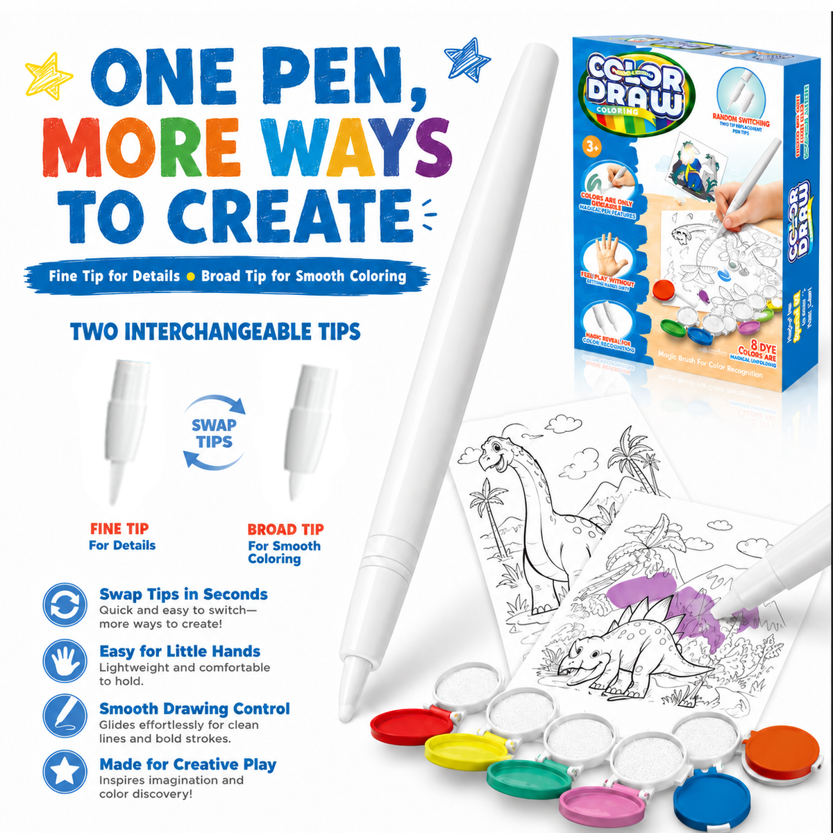 Non-Toxic Mess-Free Magic Painting Kit (8 Colors) – Coloring Toy for Kids