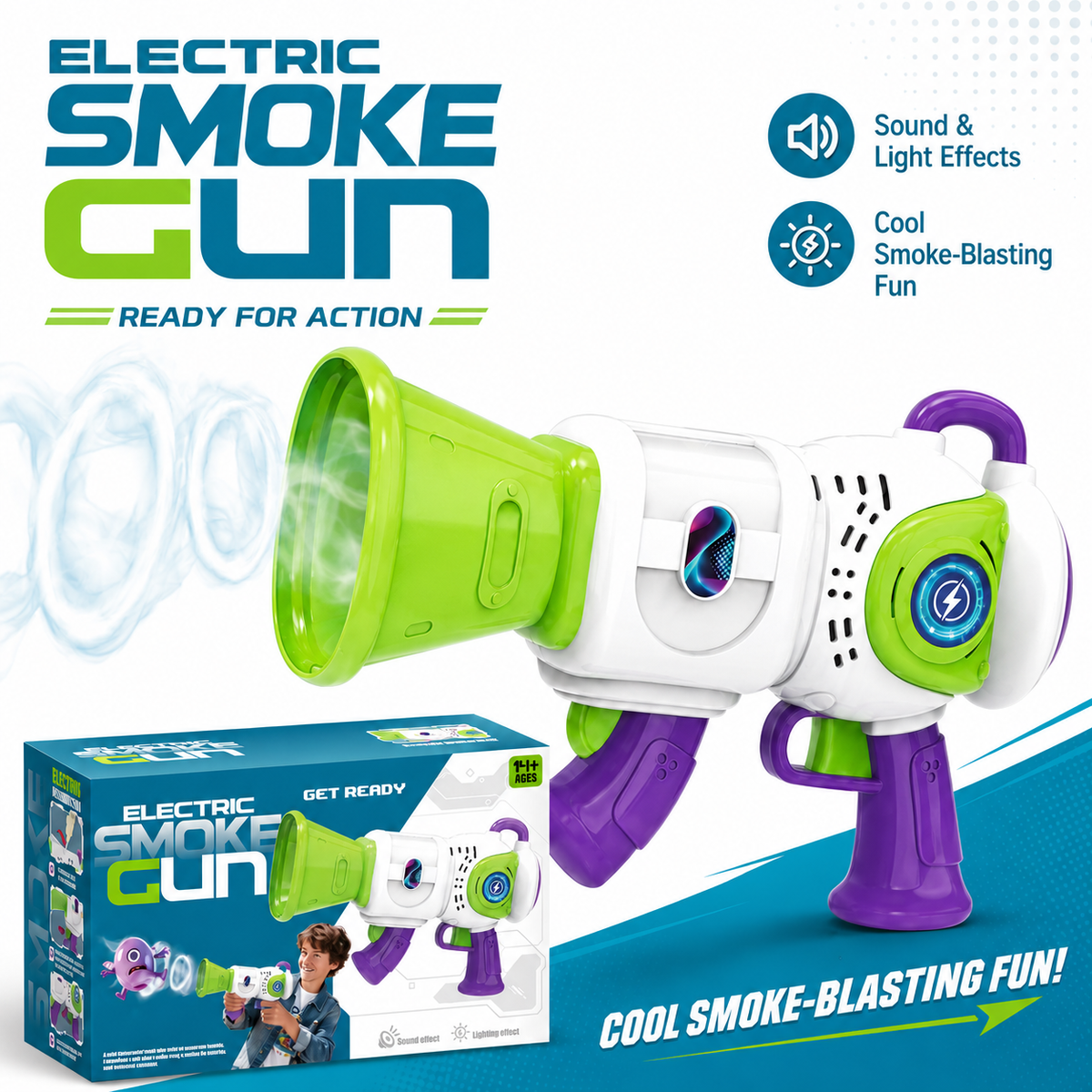 Fog Blaster Gun Toy with Lights & Sound Effects for Kids