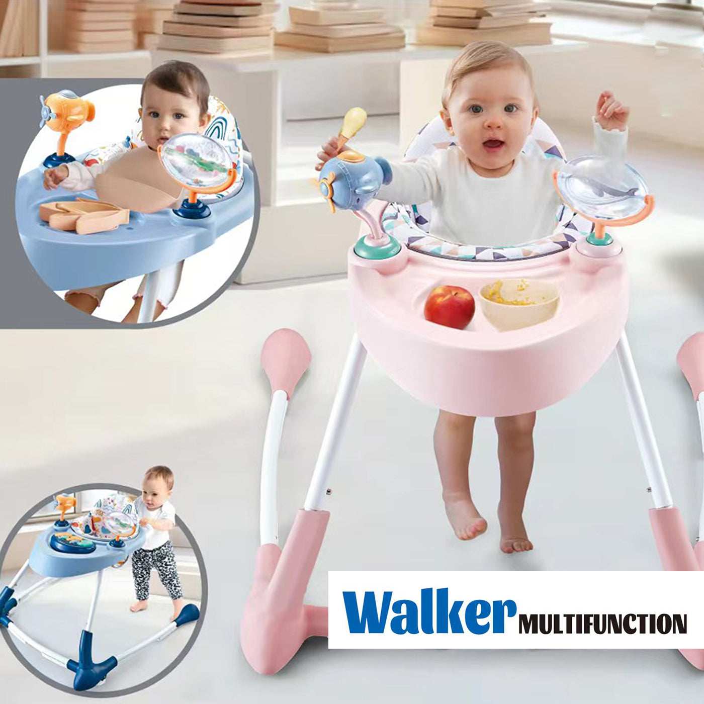 Foldable Baby Walker For Kids - Pink product details in Kuwait