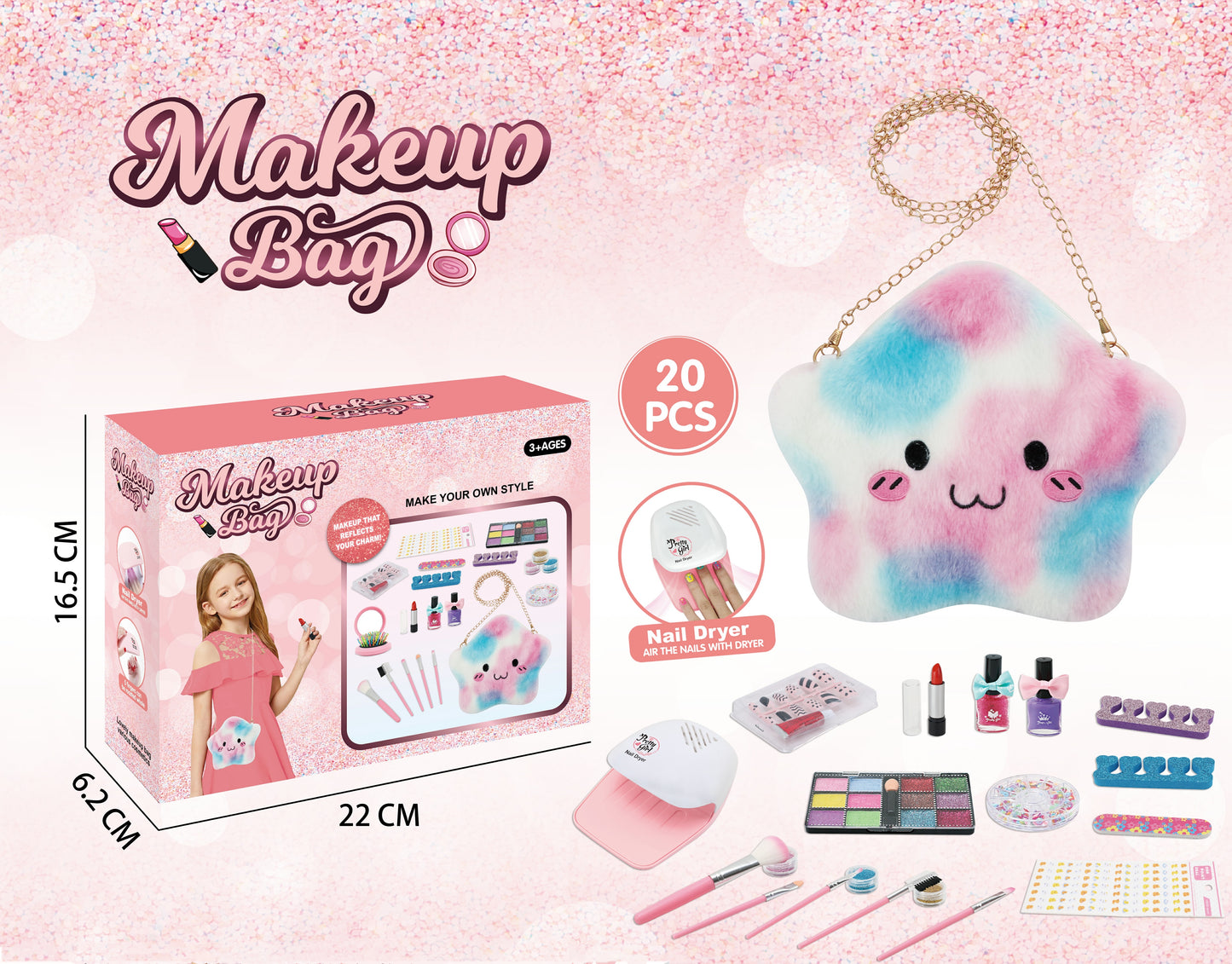 Makeup Set with Star Bag - 20 Pcs