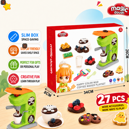Play Kitchen Creation Café Dough Toy Set – Pretend Coffee Maker for Kids