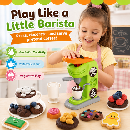 Play Kitchen Creation Café Dough Toy Set – Pretend Coffee Maker for Kids