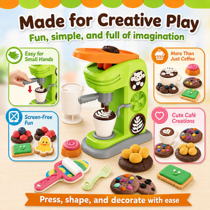 Play Kitchen Creation Café Dough Toy Set – Pretend Coffee Maker for Kids