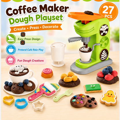 Play Kitchen Creation Café Dough Toy Set – Pretend Coffee Maker for Kids
