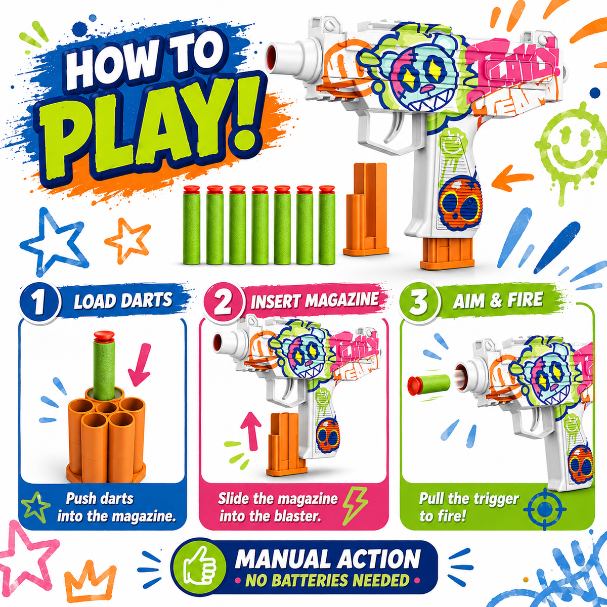 6-Dart Rotating Drum Foam Blaster Toy Gun for Kids