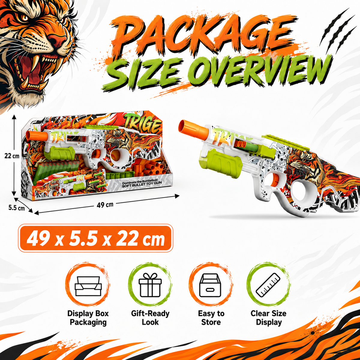 10-Dart Rotating Drum Foam Blaster Toy Gun for Kids