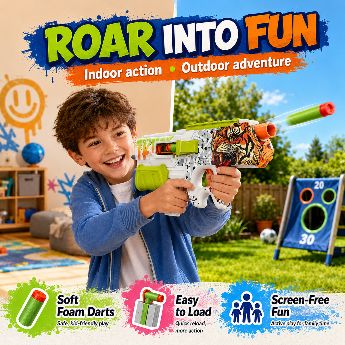 10-Dart Rotating Drum Foam Blaster Toy Gun for Kids