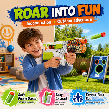 10-Dart Rotating Drum Foam Blaster Toy Gun for Kids