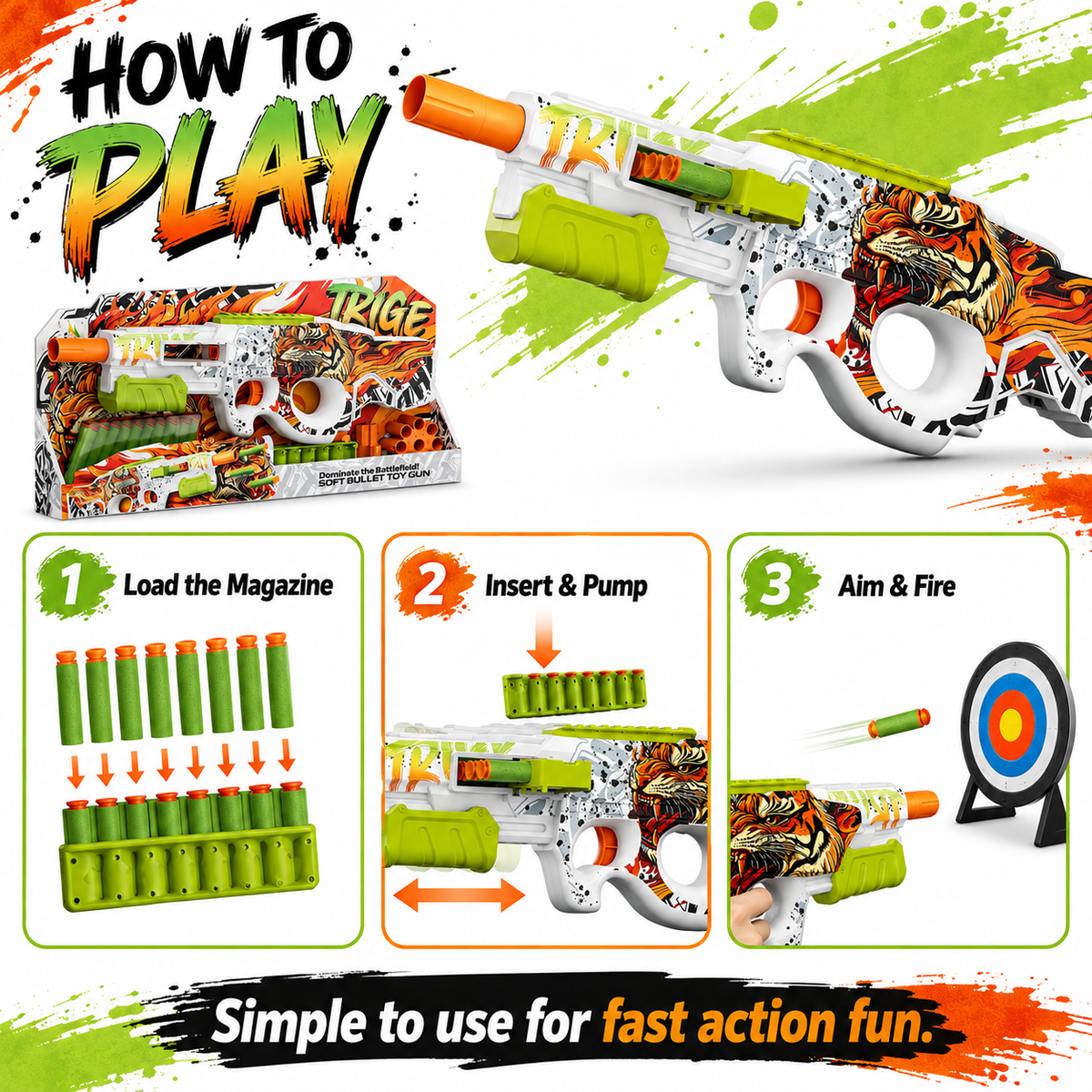 10-Dart Rotating Drum Foam Blaster Toy Gun for Kids