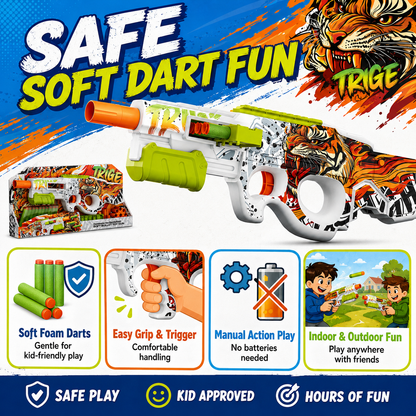 10-Dart Rotating Drum Foam Blaster Toy Gun for Kids