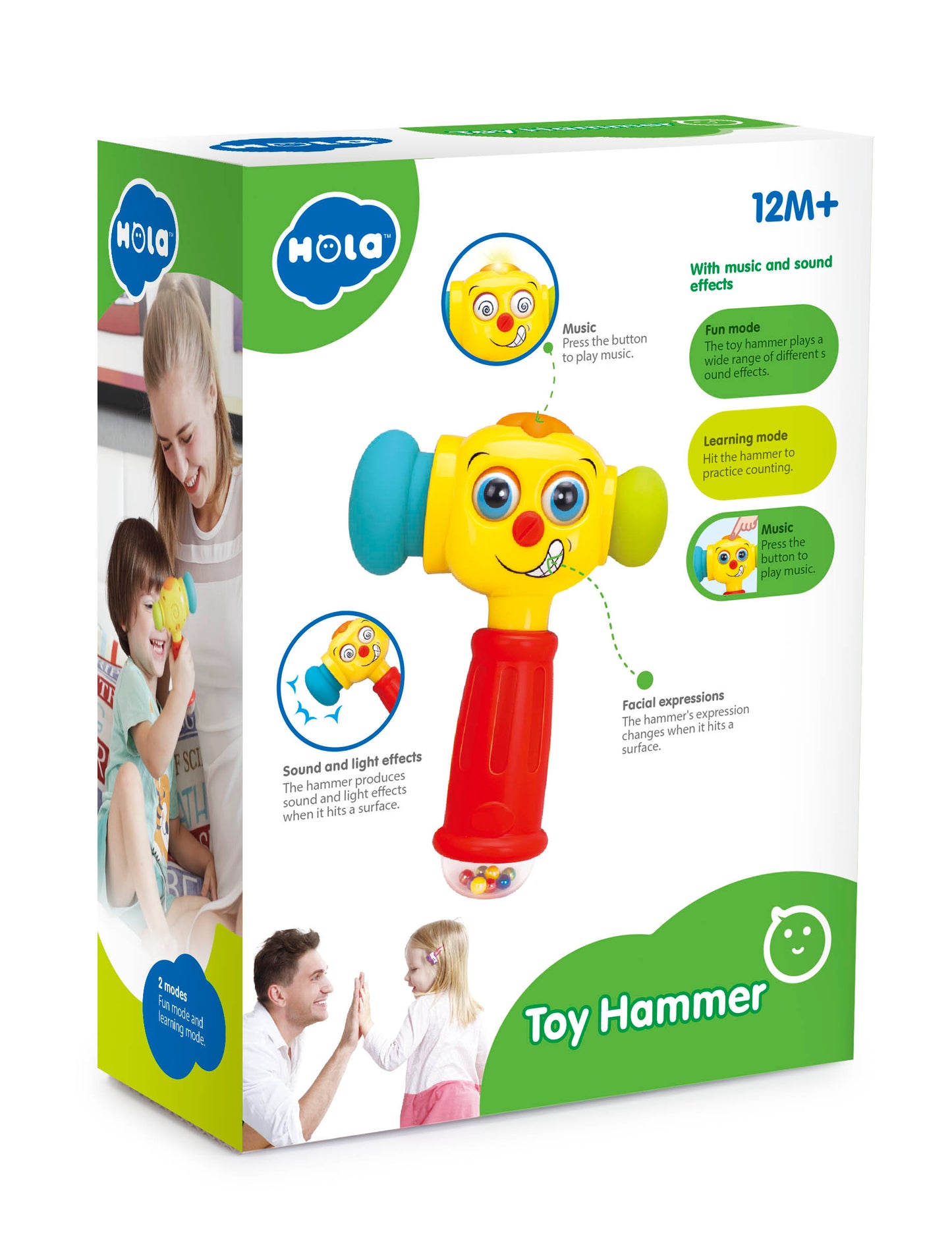 Hola 2 in 1 Toy Hammer With Music And Light Language Learning