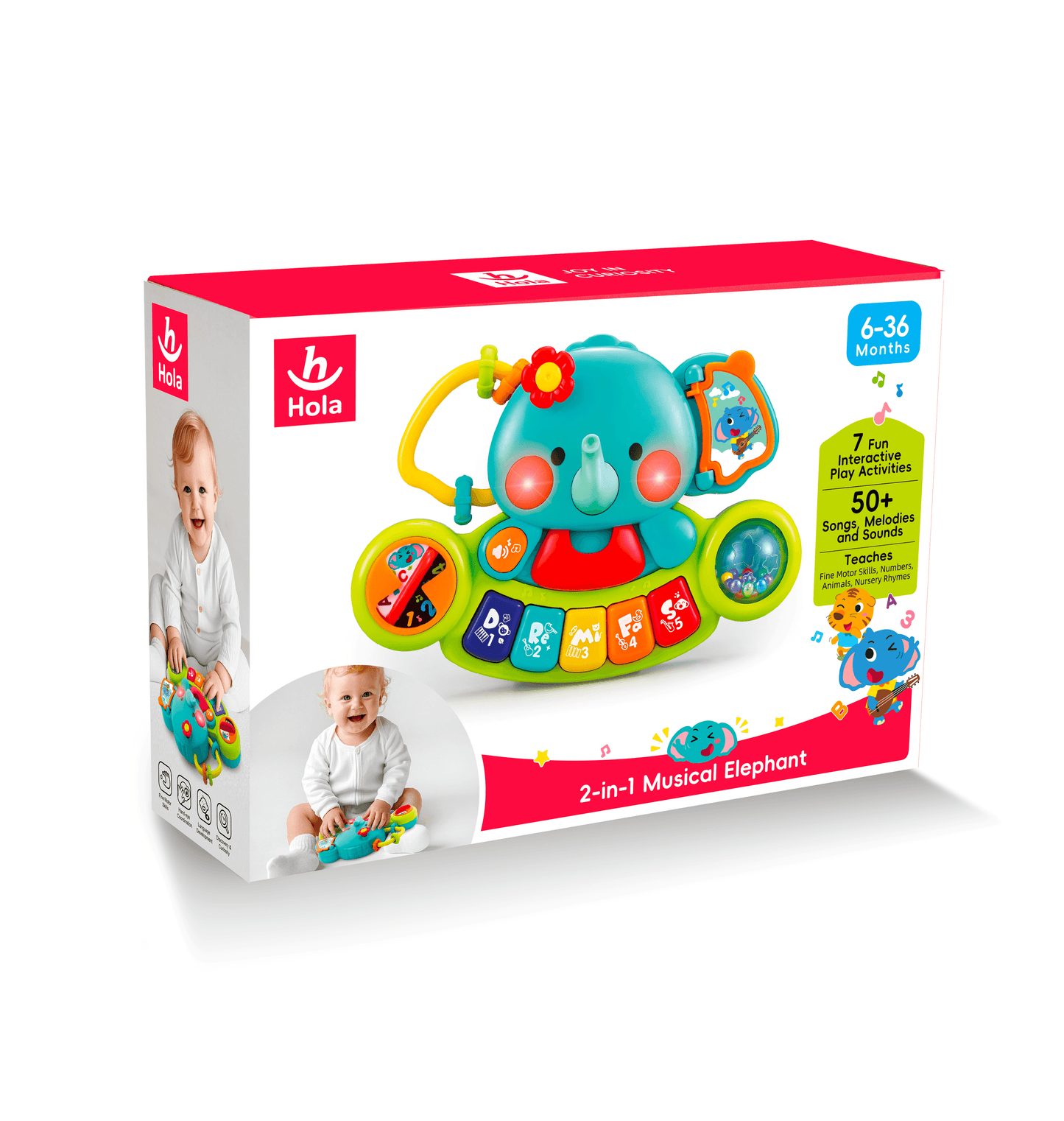 Hola 2-in-1 Musical Elephant (with music, light, sound effects) for kids in Kuwait