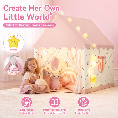 Princess Play Tent with Star Lights & Music – Indoor Playhouse for Kids