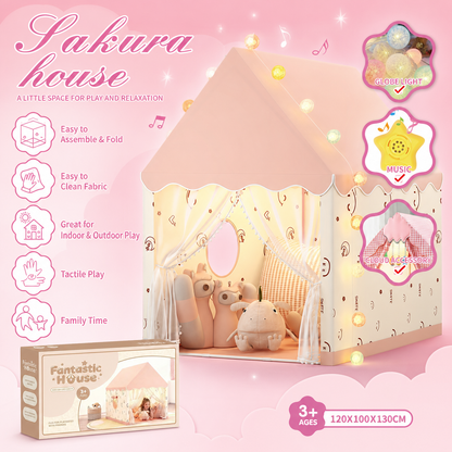 Princess Play Tent with Star Lights & Music – Indoor Playhouse for Kids