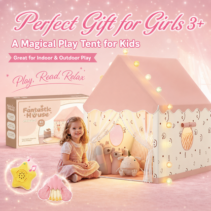 Princess Play Tent with Star Lights & Music – Indoor Playhouse for Kids