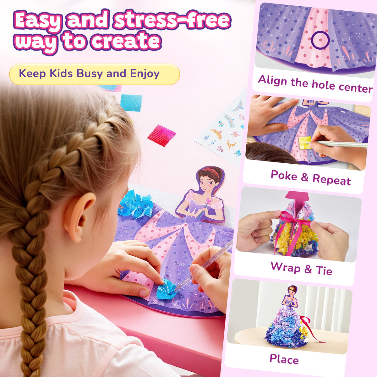 Poke-In Princess Dress-Up Craft Kit – DIY Fabric Art Toy for Girls