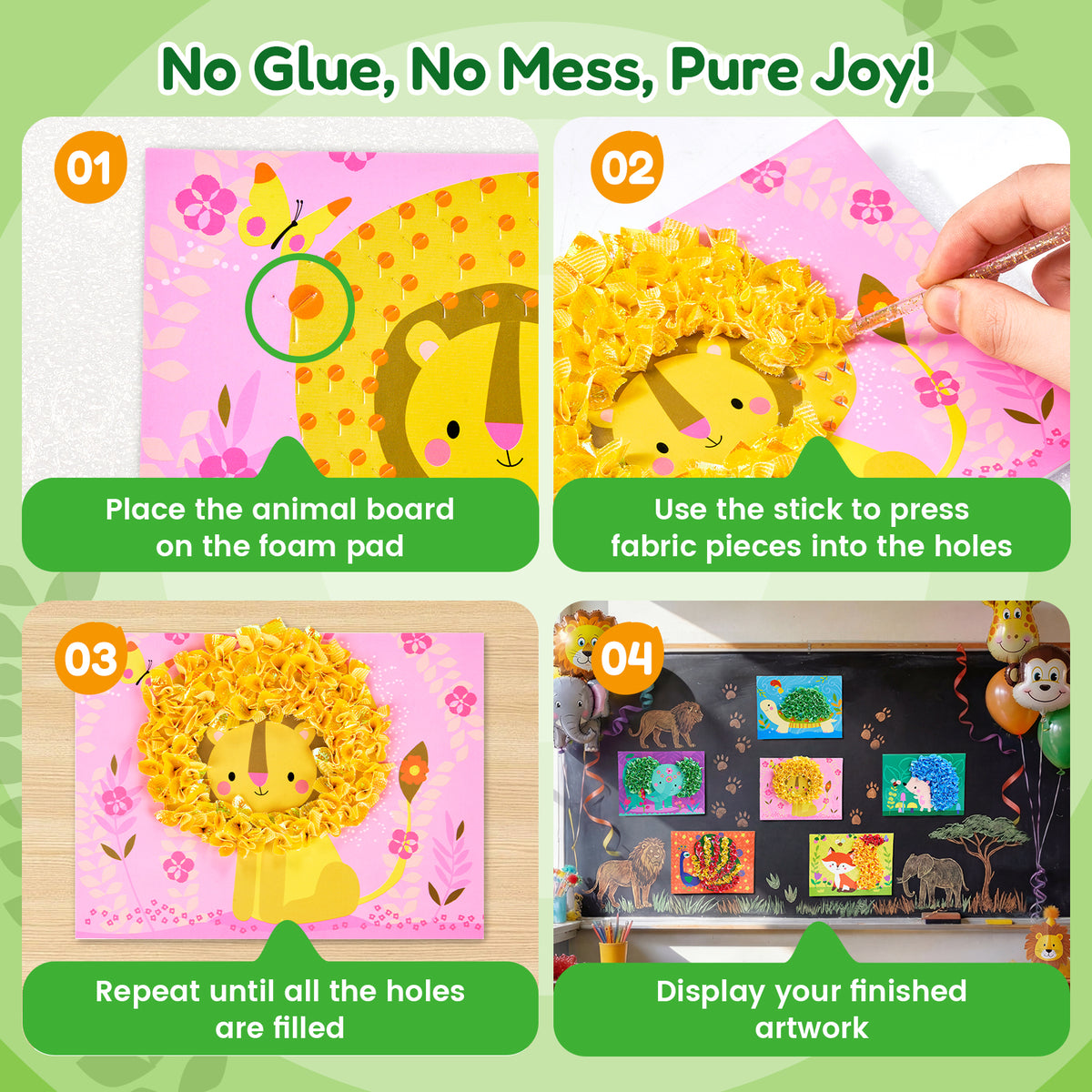 Animal Poke & Create Craft Kit – DIY Fabric Art Toy for Kids