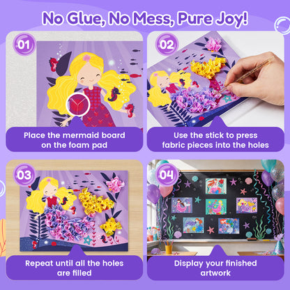 Mermaid Poke & Create Craft Kit – DIY Fabric Art Toy for Girls