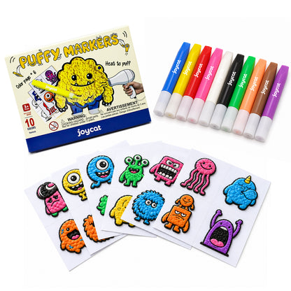 10-Color Puffy Markers Set – Art Supplies for Kids