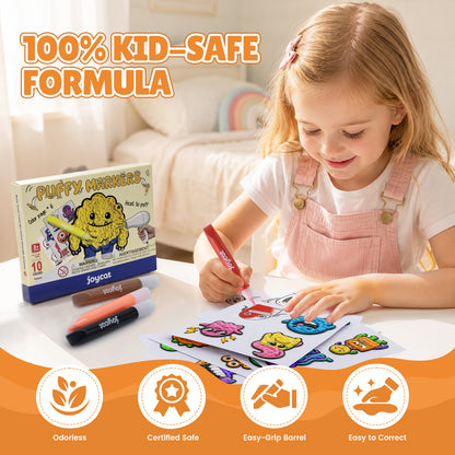 10-Color Puffy Markers Set – Art Supplies for Kids