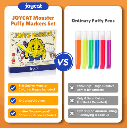 10-Color Puffy Markers Set – Art Supplies for Kids