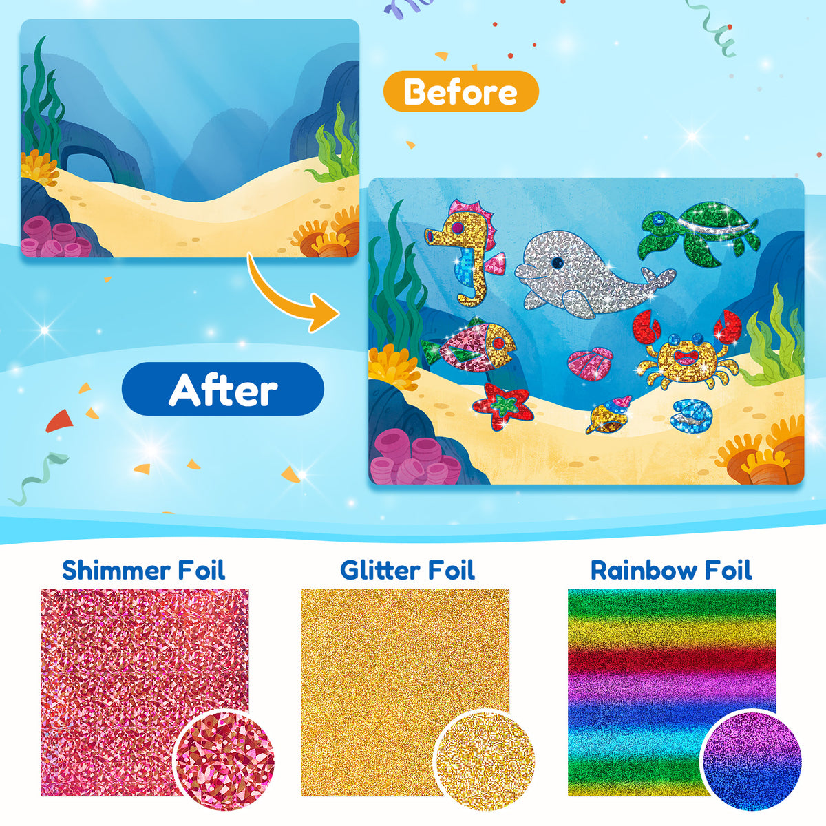 Animals Sparkle Foil Art Kit – DIY Craft Toy for Kids