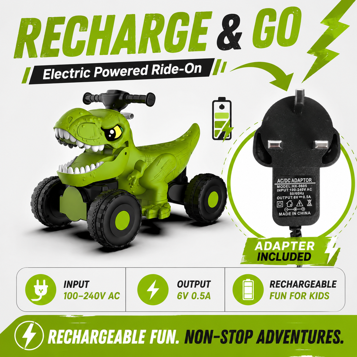 Dinosaur Ride-On Electric Toy Car with Music & Lights for Kids