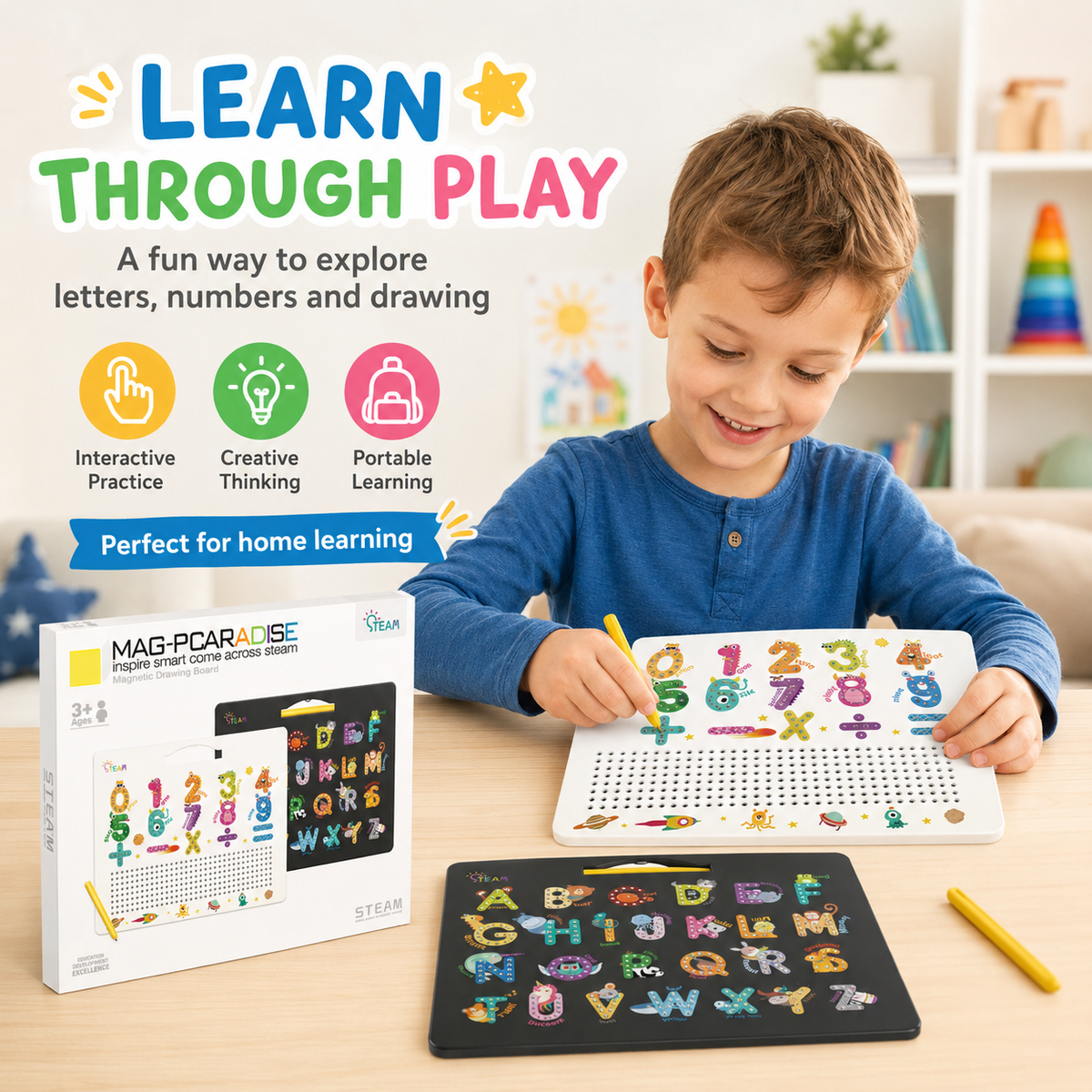 Double-Sided Magnetic Letter & Number Tracing Board Toy for Toddlers