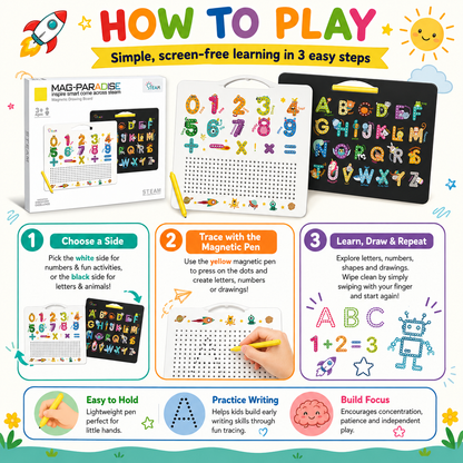 Double-Sided Magnetic Letter & Number Tracing Board Toy for Toddlers