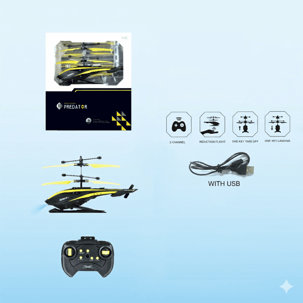 2-Channel R/C Helicopter with USB – Yellow toy product details in Kuwait
