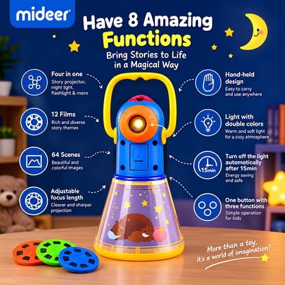 Mideer Kids Storybook Projector – Bedtime Story Night Light Toy