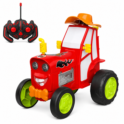 Remote Control Stunt Tractor Car with Headlights & Music – Red
