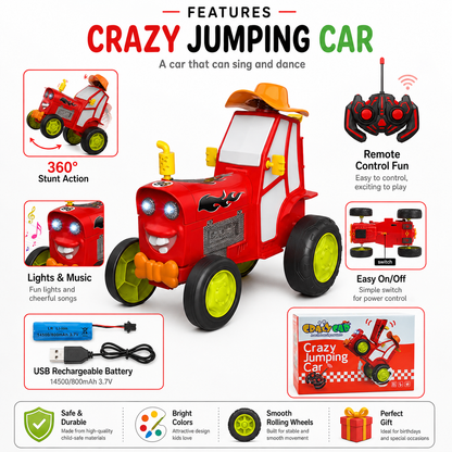 Remote Control Stunt Tractor Car with Headlights & Music – Red-3