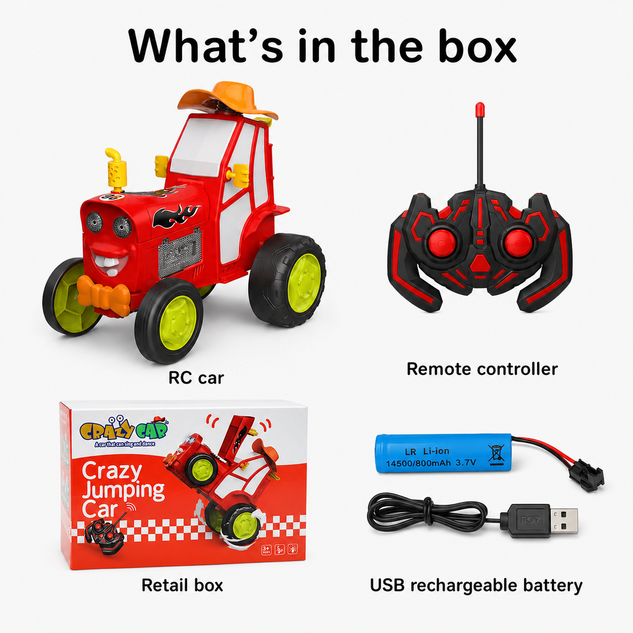 Remote Control Stunt Tractor Car with Headlights & Music – Red-4