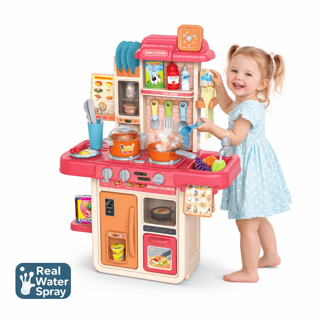 Kids Kitchen Play Set with Real Water Spray & Steam, 42PCS in Kuwait