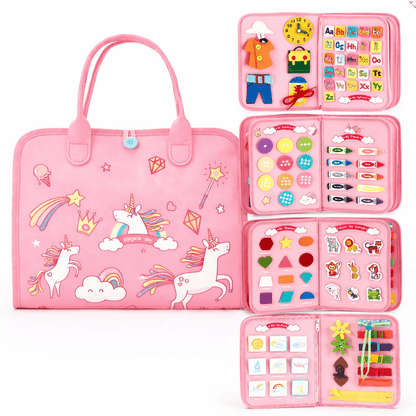 Educational Kit Bag for Kids Pink Busy Board Learning Toy Set Preschool playtime toy in Kuwait