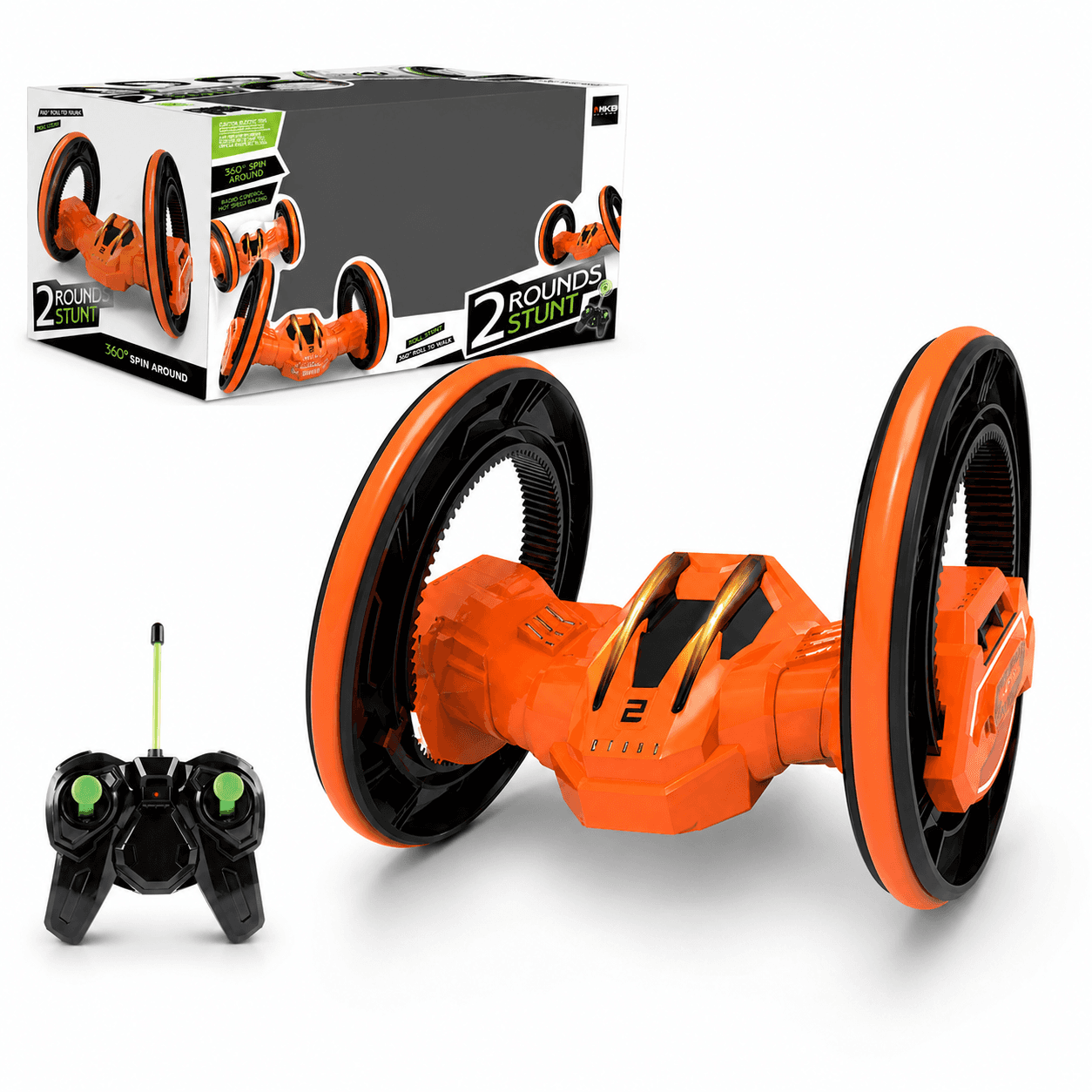 RC Stunt Car with Lights Orange – 360 Flip Remote Control Car for Kids in Kuwait