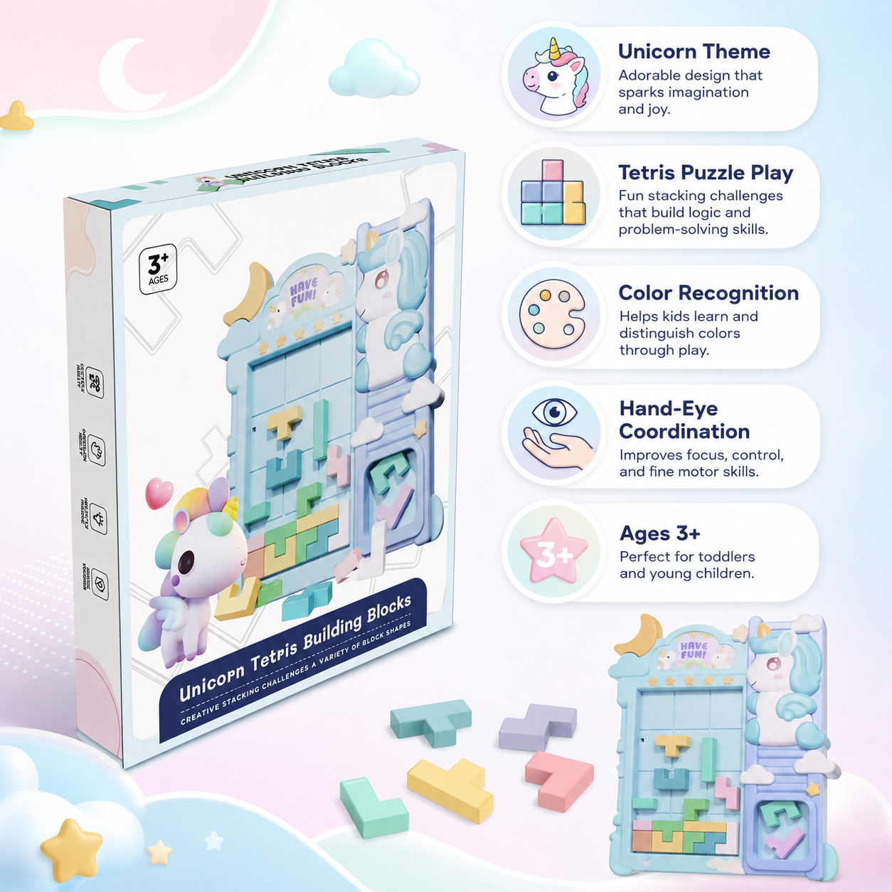 Tetris Building Blocks - Unicorn product details for kids in Kuwait
