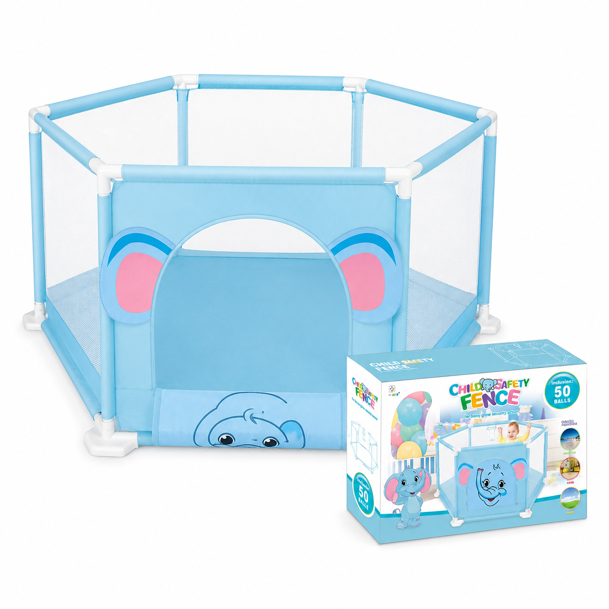 Children Safety Fence Elephant - 50 Balls in Kuwait