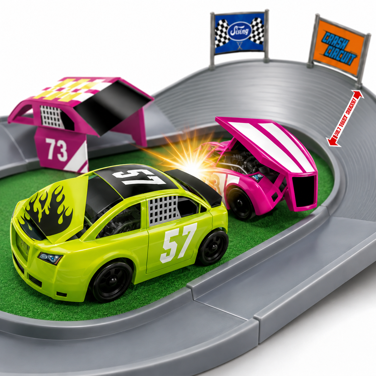 Figure Circuit Short Track Speedway flash-charging race cars toy for kids in Kuwait
