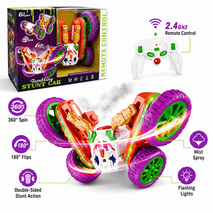 6 Function Remote Control Stunt Car With Light For Kids gift toy in Kuwait