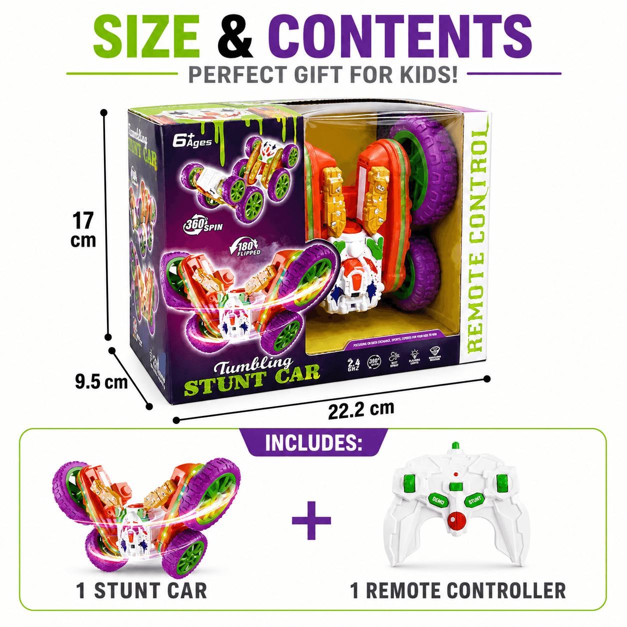6 Function Remote Control Stunt Car With Light For Kids product details in Kuwait