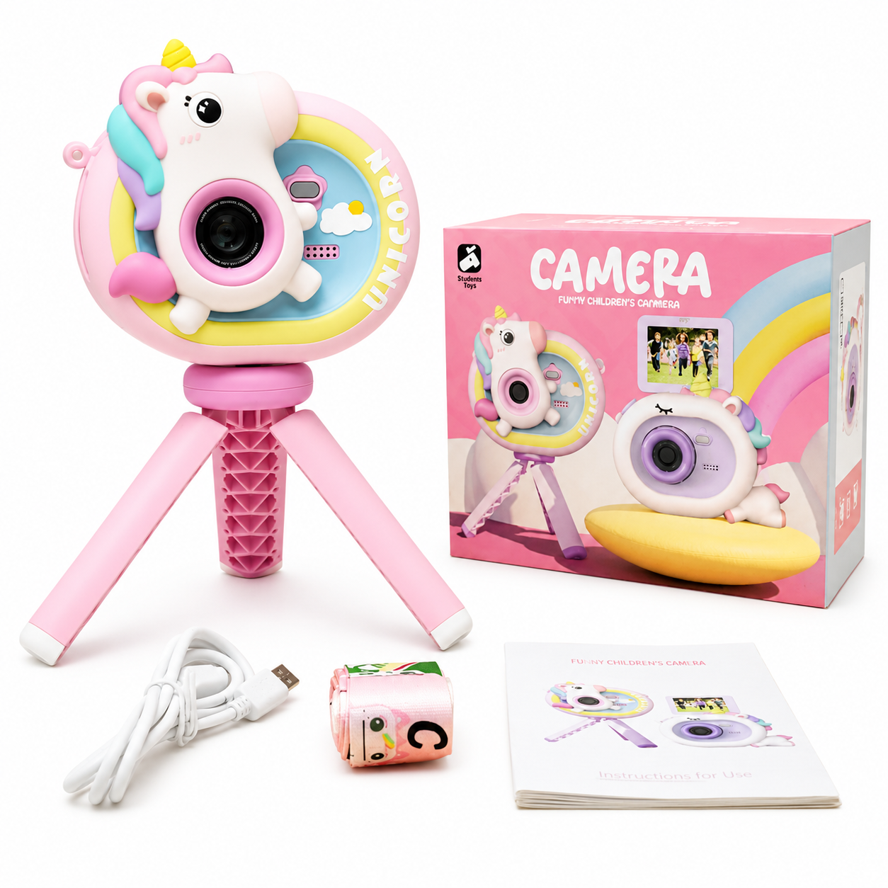 Kids HD Pink Digital Unicorn Camera With Tripod in Kuwait