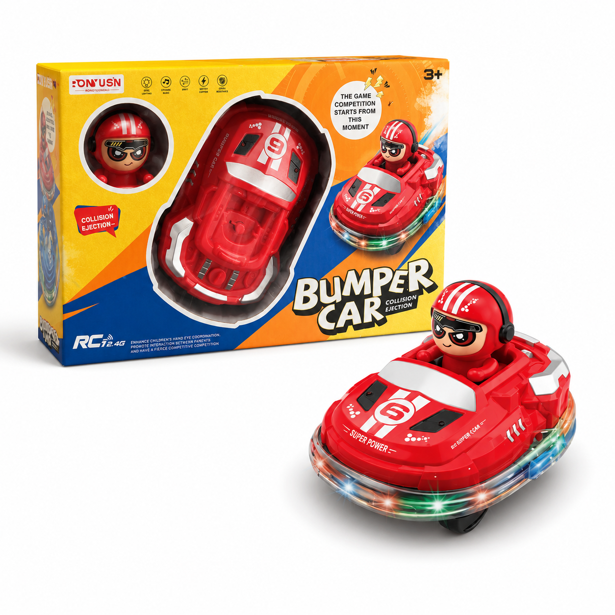 2.4G RC Bumper Car Set with Collision Ejection, Lights, Music & 2 Cars for kids in Kuwait