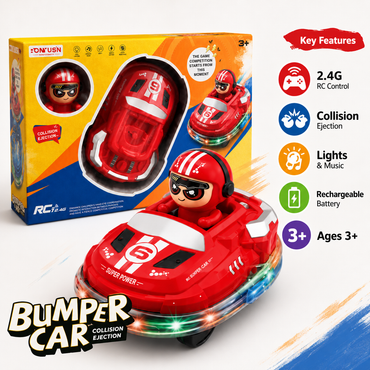 2.4G RC Bumper Car Set with Collision Ejection, Lights, Music & 2 Cars product details for kids in Kuwait